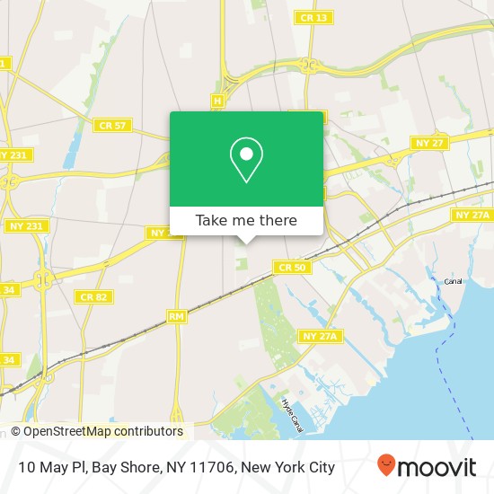 Mapa de 10 May Pl, Bay Shore, NY 11706
