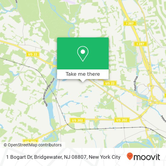 Mapa de 1 Bogart Dr, Bridgewater, NJ 08807