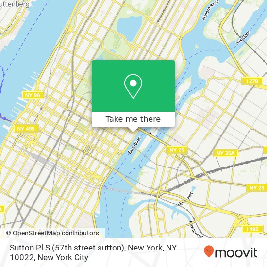 Mapa de Sutton Pl S (57th street sutton), New York, NY 10022