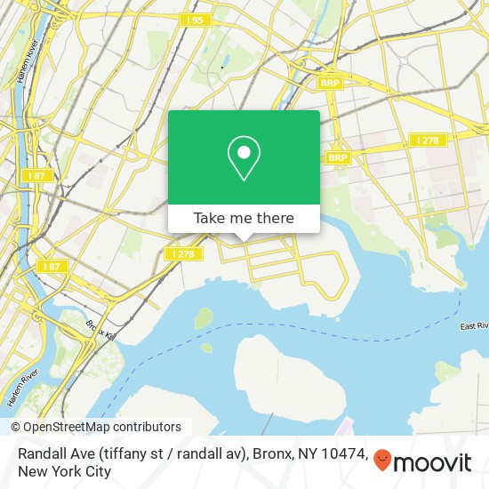 Mapa de Randall Ave (tiffany st / randall av), Bronx, NY 10474