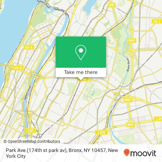Mapa de Park Ave (174th st park av), Bronx, NY 10457