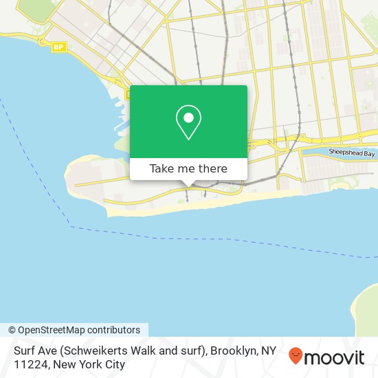 Mapa de Surf Ave (Schweikerts Walk and surf), Brooklyn, NY 11224