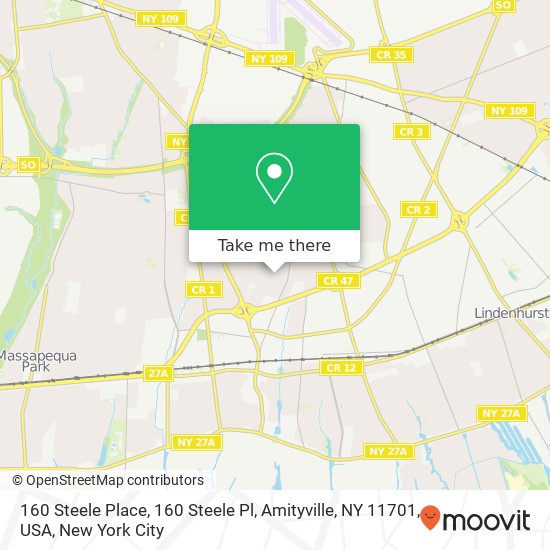 160 Steele Place, 160 Steele Pl, Amityville, NY 11701, USA map