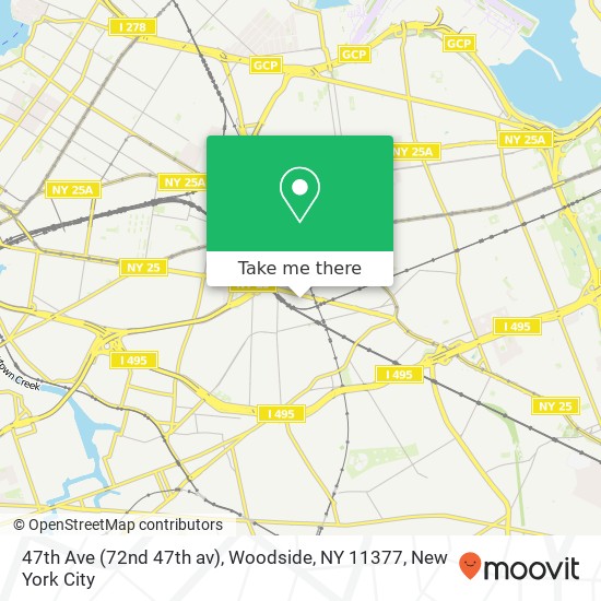 Mapa de 47th Ave (72nd 47th av), Woodside, NY 11377