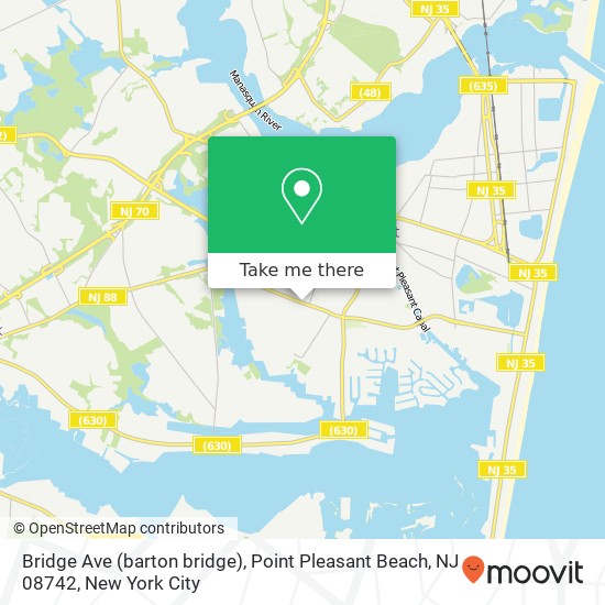 Mapa de Bridge Ave (barton bridge), Point Pleasant Beach, NJ 08742