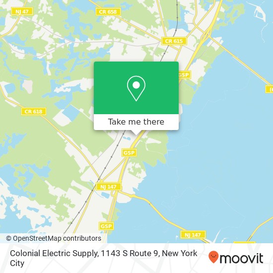 Mapa de Colonial Electric Supply, 1143 S Route 9