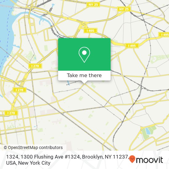 1324, 1300 Flushing Ave #1324, Brooklyn, NY 11237, USA map