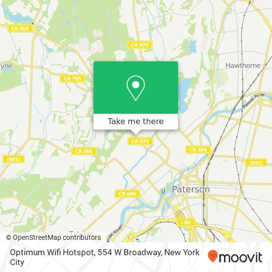 Mapa de Optimum Wifi Hotspot, 554 W Broadway