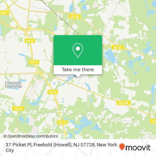 Mapa de 37 Picket Pl, Freehold (Howell), NJ 07728