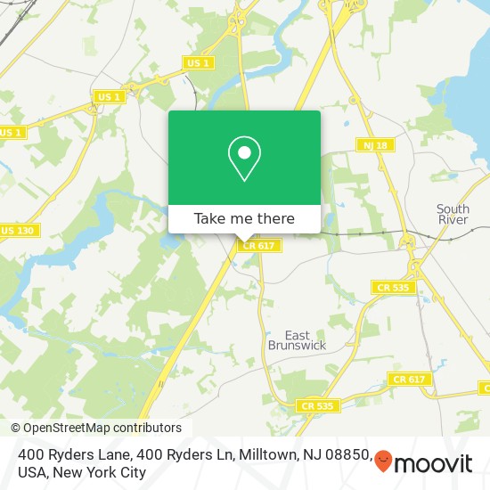 Mapa de 400 Ryders Lane, 400 Ryders Ln, Milltown, NJ 08850, USA