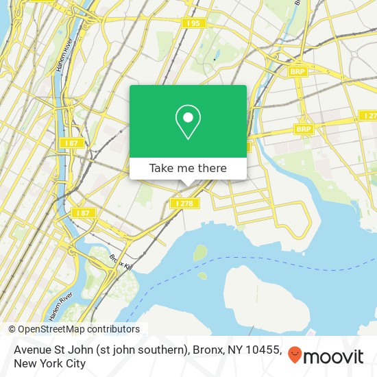 Mapa de Avenue St John (st john southern), Bronx, NY 10455