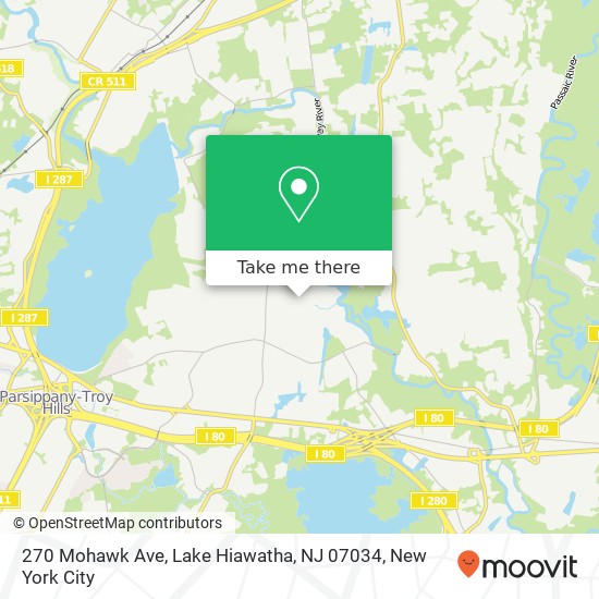 Mapa de 270 Mohawk Ave, Lake Hiawatha, NJ 07034