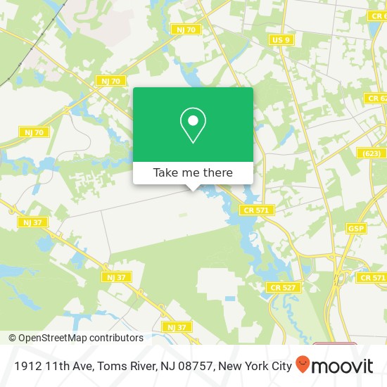 Mapa de 1912 11th Ave, Toms River, NJ 08757