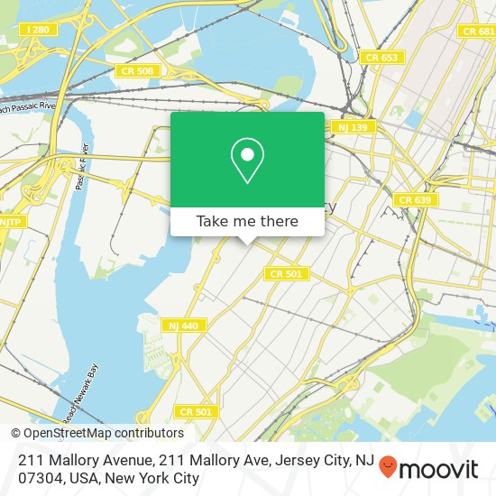 211 Mallory Avenue, 211 Mallory Ave, Jersey City, NJ 07304, USA map