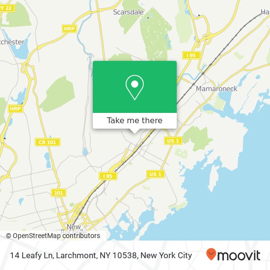 Mapa de 14 Leafy Ln, Larchmont, NY 10538