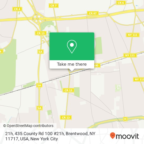 Mapa de 21h, 435 County Rd 100 #21h, Brentwood, NY 11717, USA