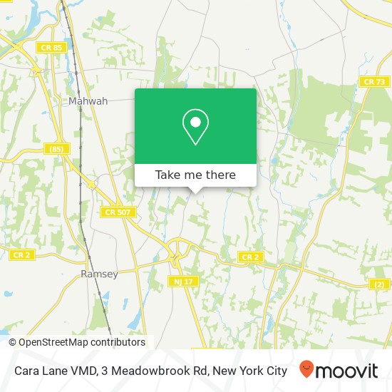 Cara Lane VMD, 3 Meadowbrook Rd map