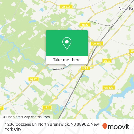 Mapa de 1236 Cozzens Ln, North Brunswick, NJ 08902