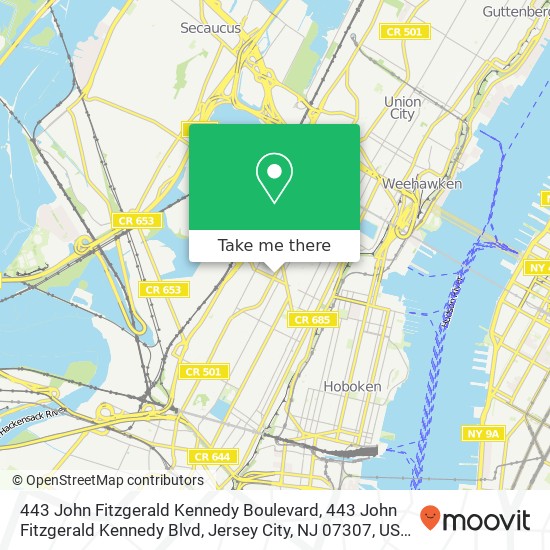 443 John Fitzgerald Kennedy Boulevard, 443 John Fitzgerald Kennedy Blvd, Jersey City, NJ 07307, USA map