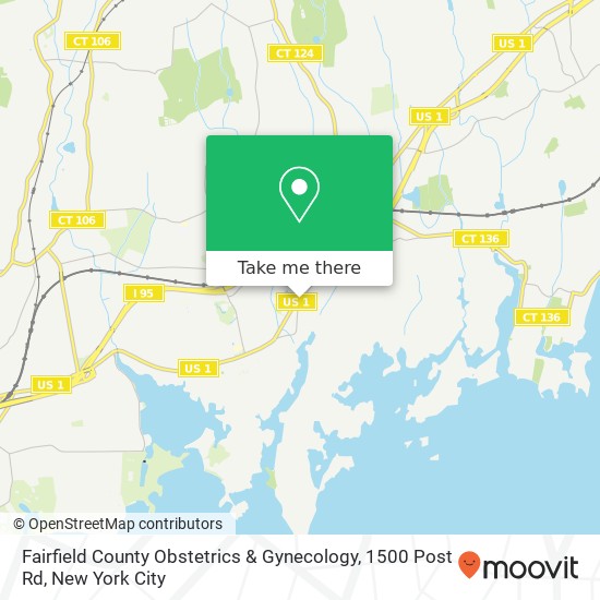 Mapa de Fairfield County Obstetrics & Gynecology, 1500 Post Rd