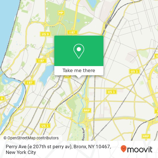 Mapa de Perry Ave (e 207th st perry av), Bronx, NY 10467