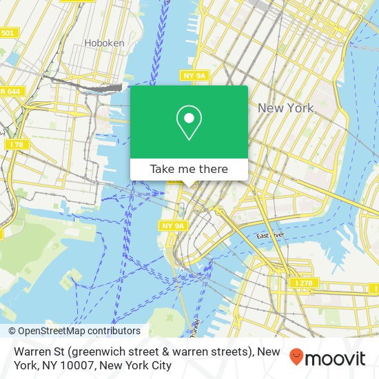 Warren St (greenwich street & warren streets), New York, NY 10007 map