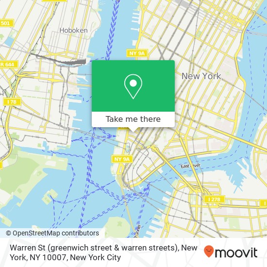 Mapa de Warren St (greenwich street & warren streets), New York, NY 10007