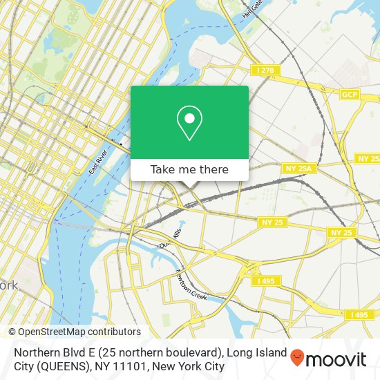 Mapa de Northern Blvd E (25 northern boulevard), Long Island City (QUEENS), NY 11101