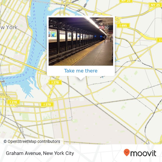 Mapa de Graham Avenue, Graham Ave, Brooklyn, NY 11206, USA
