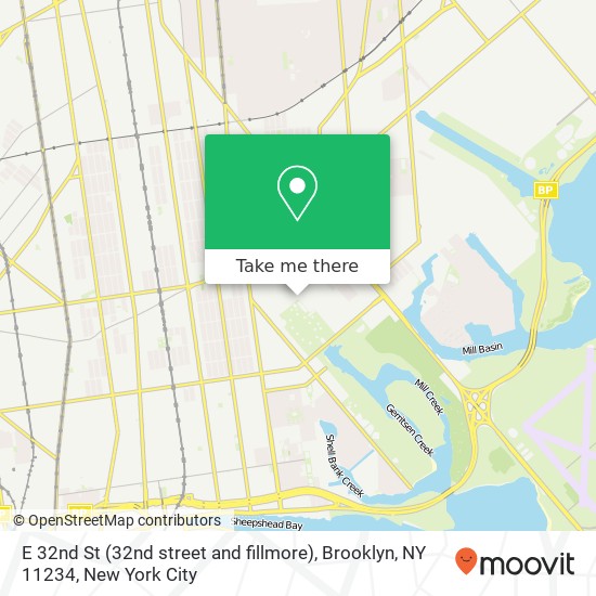 Mapa de E 32nd St (32nd street and fillmore), Brooklyn, NY 11234