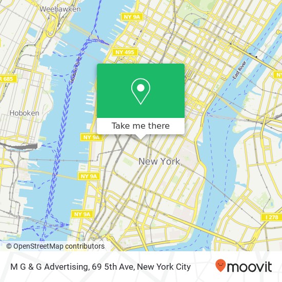 M G & G Advertising, 69 5th Ave map