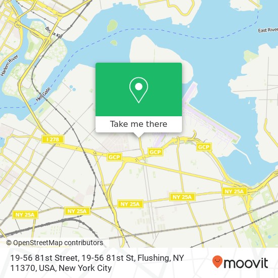 Mapa de 19-56 81st Street, 19-56 81st St, Flushing, NY 11370, USA