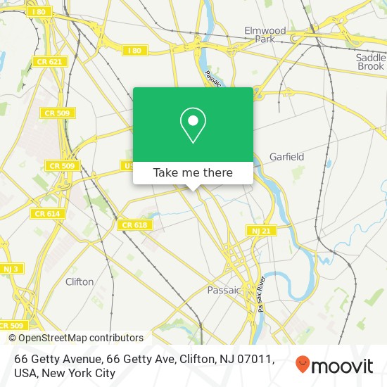 66 Getty Avenue, 66 Getty Ave, Clifton, NJ 07011, USA map