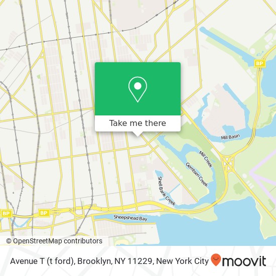 Mapa de Avenue T (t ford), Brooklyn, NY 11229