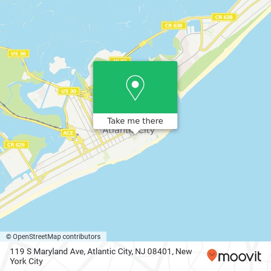 Mapa de 119 S Maryland Ave, Atlantic City, NJ 08401