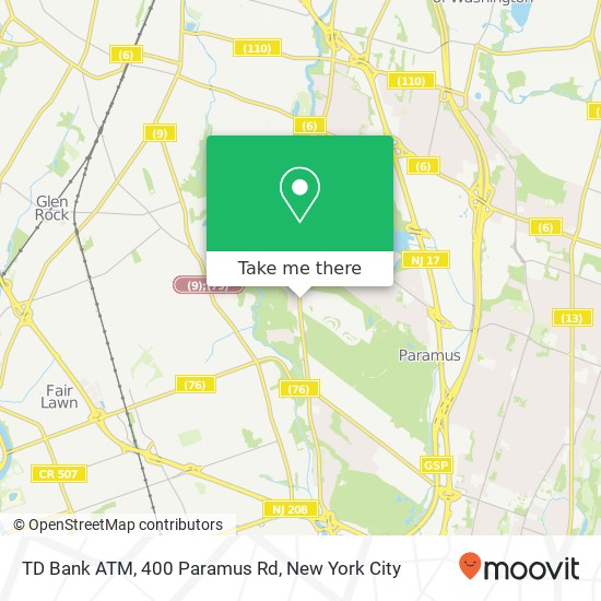 TD Bank ATM, 400 Paramus Rd map