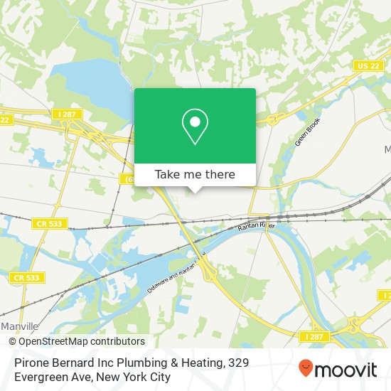 Mapa de Pirone Bernard Inc Plumbing & Heating, 329 Evergreen Ave