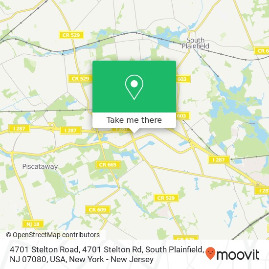 Mapa de 4701 Stelton Road, 4701 Stelton Rd, South Plainfield, NJ 07080, USA