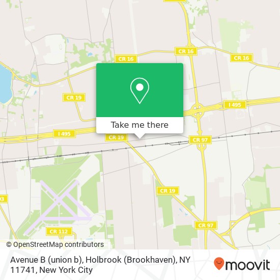 Mapa de Avenue B (union b), Holbrook (Brookhaven), NY 11741