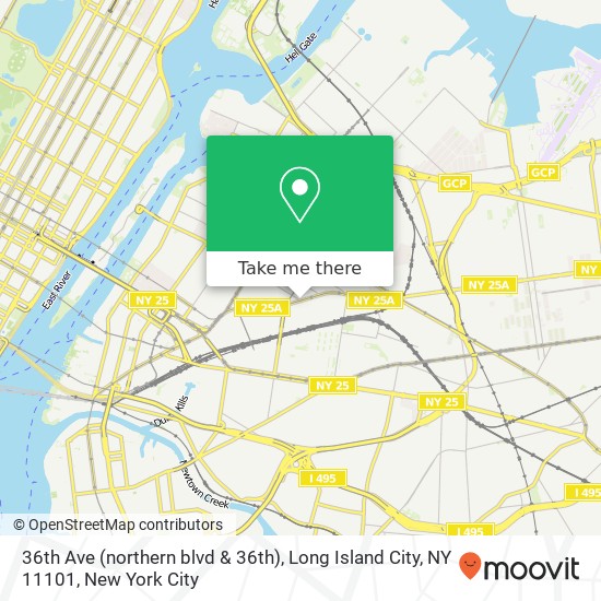 Mapa de 36th Ave (northern blvd & 36th), Long Island City, NY 11101