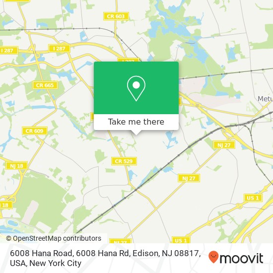 6008 Hana Road, 6008 Hana Rd, Edison, NJ 08817, USA map