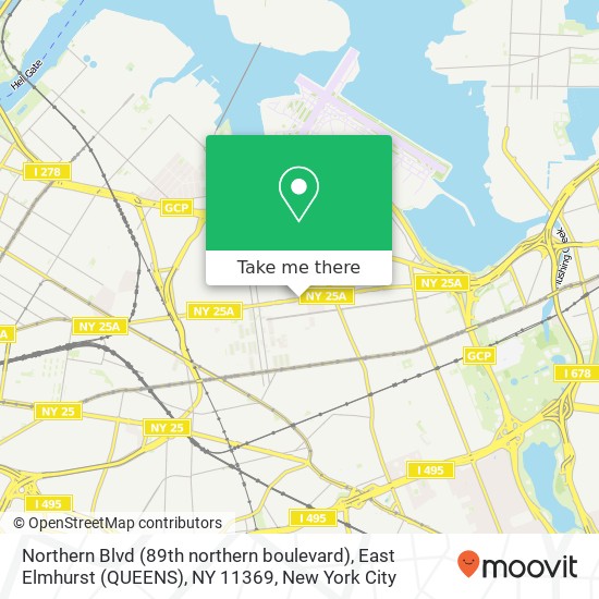 Mapa de Northern Blvd (89th northern boulevard), East Elmhurst (QUEENS), NY 11369