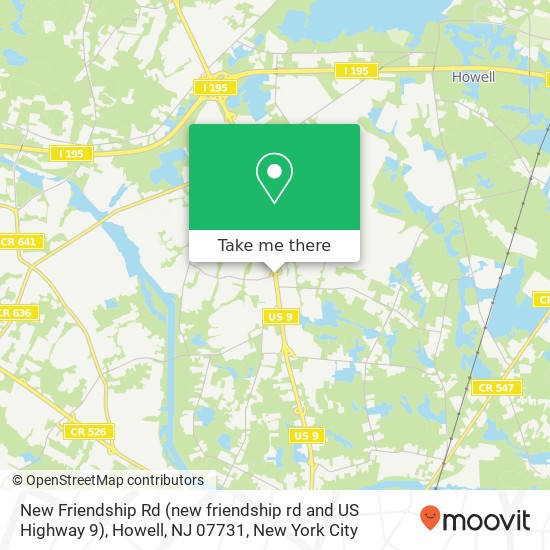 Mapa de New Friendship Rd (new friendship rd and US Highway 9), Howell, NJ 07731