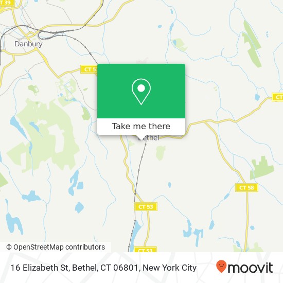 Mapa de 16 Elizabeth St, Bethel, CT 06801