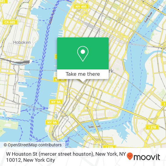 Mapa de W Houston St (mercer street houston), New York, NY 10012