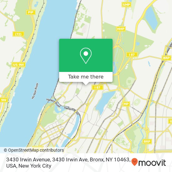 Mapa de 3430 Irwin Avenue, 3430 Irwin Ave, Bronx, NY 10463, USA