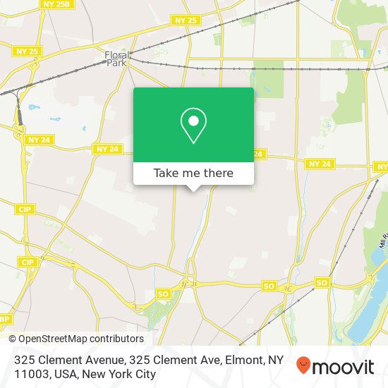 Mapa de 325 Clement Avenue, 325 Clement Ave, Elmont, NY 11003, USA