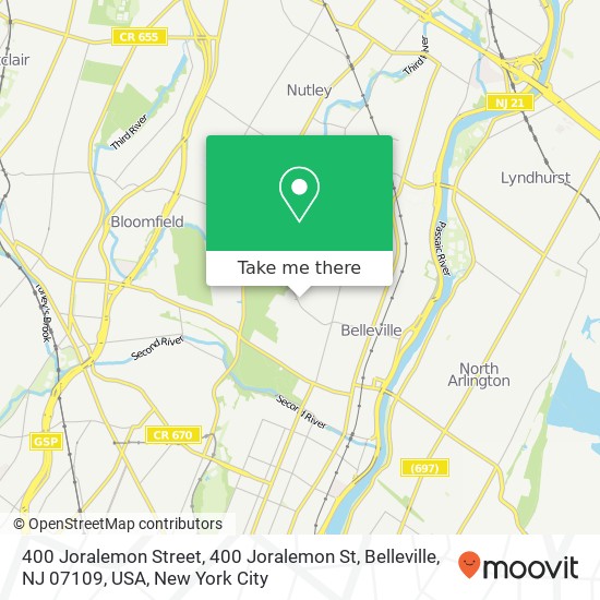 Mapa de 400 Joralemon Street, 400 Joralemon St, Belleville, NJ 07109, USA