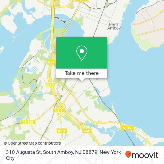 Mapa de 310 Augusta St, South Amboy, NJ 08879