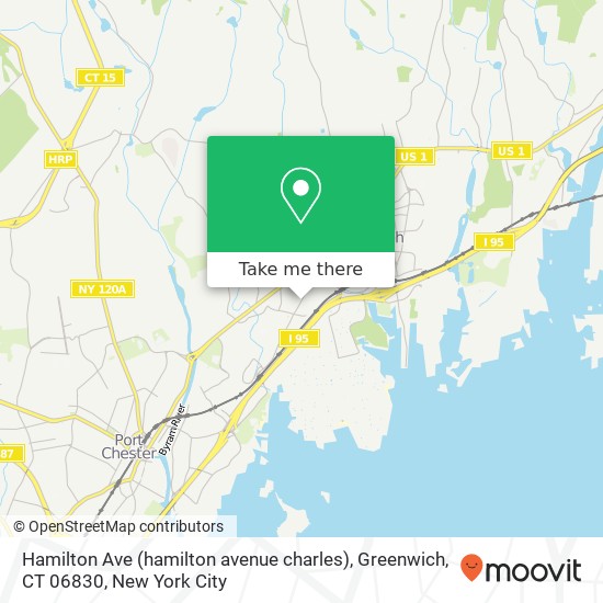 Mapa de Hamilton Ave (hamilton avenue charles), Greenwich, CT 06830